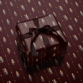 Burgundy classic nutcracker wrapping paper cadeaupapier