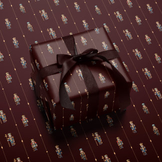 Burgundy classic nutcracker wrapping paper cadeaupapier