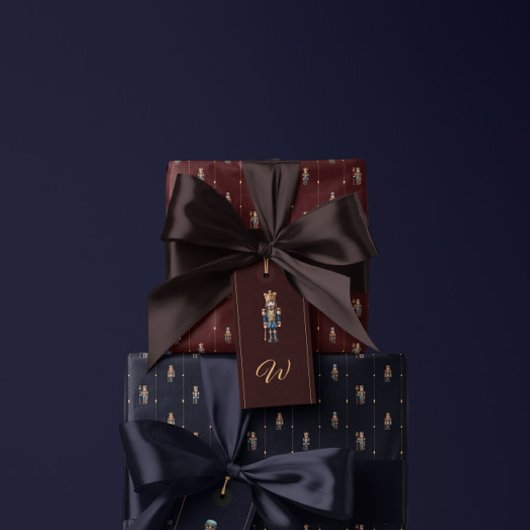 Burgundy classic nutcracker wrapping paper cadeaupapier