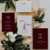 Burgundy Classic Retro Wedding Details  Informatiekaartje
