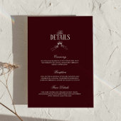 Burgundy Classic Retro Wedding Details  Informatiekaartje