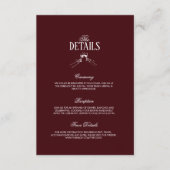 Burgundy Classic Retro Wedding Details  Informatiekaartje (Voorkant)