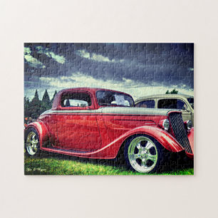 Burgundy Classic Roadster  Hotrod Car Legpuzzel