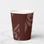 Burgundy Classic Script Luxe Damask Wedding Papieren Bekers (Rechts)