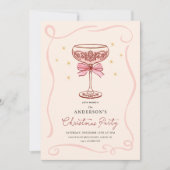 Burgundy Cocktail Christmas Party Invitation Kaart (Voorkant)