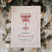 Burgundy Cocktail Christmas Party Invitation Kaart