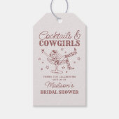 Burgundy Cocktails en Cowgirl Bruidsmeisjesfeest F Cadeaulabel (Voorkant)
