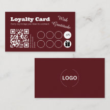 Burgundy Coffee Loyalty Card QR Ponskaart