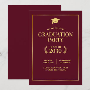 Burgundy College Afstudeerfeest uitnodiging, Afges Kaart