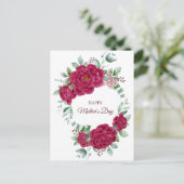 Burgundy Color Peonies Happy Moederdag Briefkaart (Staand voorkant)