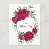 Burgundy Color Peonies Happy Moederdag Briefkaart (Voorkant)