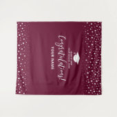 Burgundy Confetti Felicitaties Afstuderen Wandkleed (Voorkant (horizontaal))