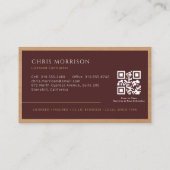 Burgundy Construction Professional Wood QR Code Visitekaartje (Achterkant)