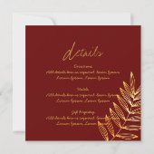 Burgundy Copper Leaf Wedding Invitation Modern Kaart (Achterkant)