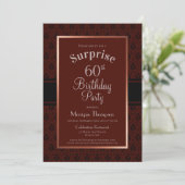 Burgundy Copper Surprise 60th Birthday Party Kaart (Staand voorkant)