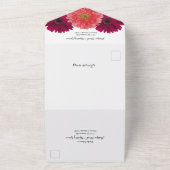 Burgundy Coral Daisy Floral bruiloft RSVP All In One Uitnodiging (Buitenkant)