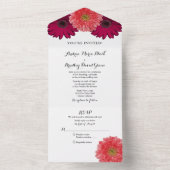 Burgundy Coral Daisy Floral bruiloft RSVP All In One Uitnodiging (Binnen)