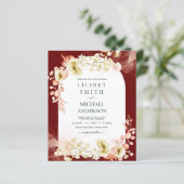 Burgundy Coral Floral Boho Wedding Invite (Staand voorkant)