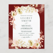 Burgundy Coral Floral Boho Wedding Invite (Voorkant)