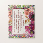 Burgundy Coral Floral Christelijke Bijbelse Verse Legpuzzel (Verticaal)