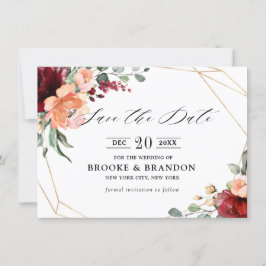 Burgundy Coral Oranje Eucalyptus Save the Date