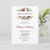 Burgundy Country Bloom | Bridal Brunch Wedding Kaart (Staand voorkant)