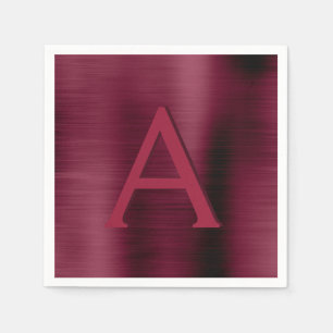 Burgundy Cranberry Monogram Initiaal Weddenschap Servet