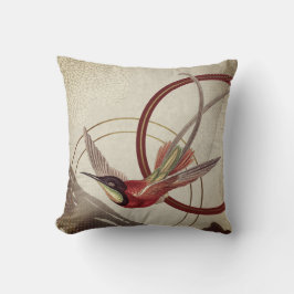 Burgundy & Cream Artistic Abstract Hummingbird Kussen