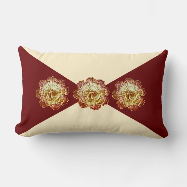 Burgundy & Cream Elegance Lumbar Pillow - No 1 Kussen (Voorkant)
