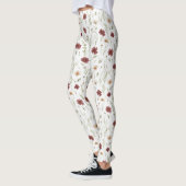 Burgundy Cream Flowers Leggings (Links)