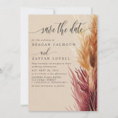 Burgundy Cream Modern Pampas Grass, sla de datum o Kaart (Voorkant)