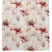 Burgundy Crème Lavendel Bloemrijke Bruids Shower Douchegordijn (Voorkant)