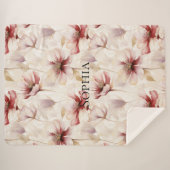 Burgundy Crème Lavendel Bloemrijke Bruids Shower Sherpa Deken (Voorkant (horizontaal))