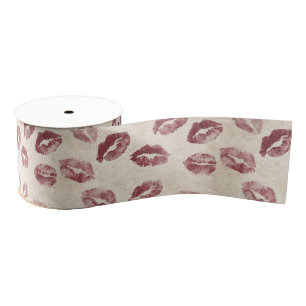 Burgundy Crème Lippen Kus Bruidsfeest Grosgrain Lint