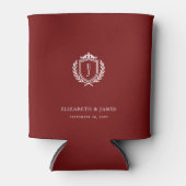 Burgundy Crest Wedding Custom Initials Blikjeskoeler (Voorkant)