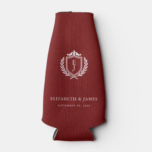 Burgundy Crest Wedding Custom Initials Flesjeskoeler (Voorkant)