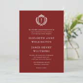 Burgundy Crest Wedding Custom Initials Kaart (Staand voorkant)