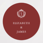 Burgundy Crest Wedding Custom Initials Labels (Design 1)