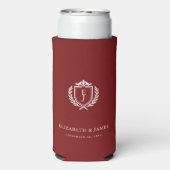 Burgundy Crest Wedding Custom Initials Seltzer Blikjeskoeler (Seltzer Achterkant)