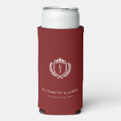 Burgundy Crest Wedding Custom Initials Seltzer Blikjeskoeler (Seltzer Voorkant)