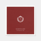 Burgundy Crest Wedding Custom Initials Servet (Voorkant)