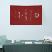 Burgundy Crest Wedding Welcome, Custom Initials Spandoek (Beurs)