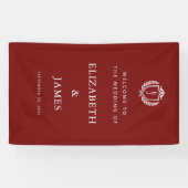 Burgundy Crest Wedding Welcome, Custom Initials Spandoek (Horizontaal)