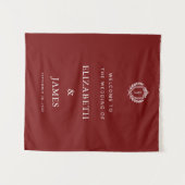 Burgundy Crest Wedding Welcome, Custom Initials Wandkleed (Voorkant (horizontaal))