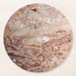 Burgundy Crimson Stoney Pebble Marmer afwerking Ronde Kartonnen Onderzetter