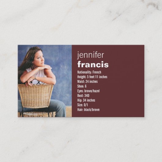 Burgundy Crossing Mini Comp Card Visitekaartje (Voorkant)