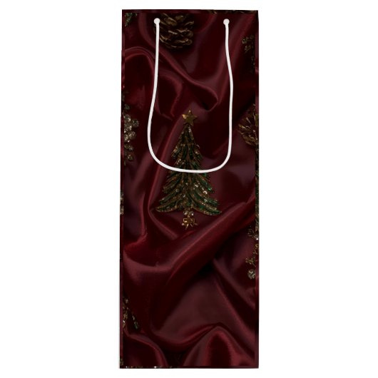 Burgundy Crystal Christmas  Wijn Cadeautas (Voorkant)