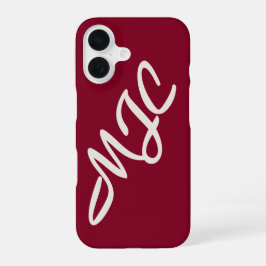 Burgundy Custom Monogram iPhone 16 Hoesje