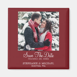 Burgundy Custom Photo Weddenschap Save the Date Magneet