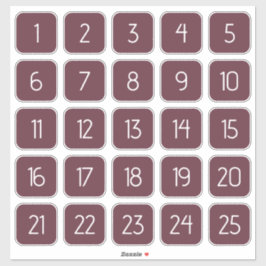 Burgundy Customizable Square Number Stickers